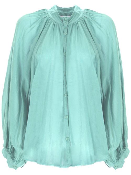 turquoise blue-green cotton-silk blend semi-sheer construction Forte forte | 121105104